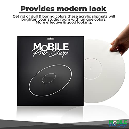 Mobile Pro Shop Acrylic Turntable Mat - Acrylic Slipmat For Vinyl Lp Record Players - Improves Sound Quality & Provides Tighter Bass - Anti Static Platter Mat (White) #TOP5
