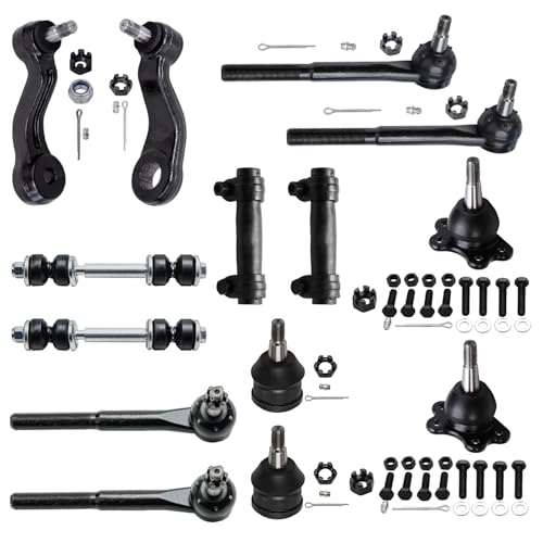 Detroit Axle - Front 14pc Suspension Kit for C1500 Suburban C2500 Chevrolet Tahoe GMC Yukon, 4 Tie Rod Ends 4 Ball Joints 2 Sway Bars 2 Pitman & Idler Arms 2 Adjusting Sleeves Replacement
