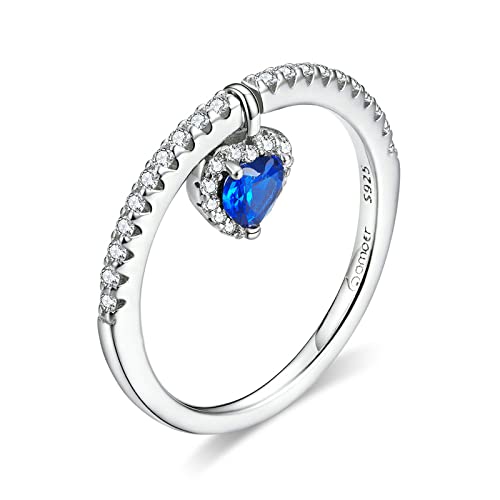 Blue Heart Tiny Pendant Finger Rings For Women Engagement Statement Jewelry