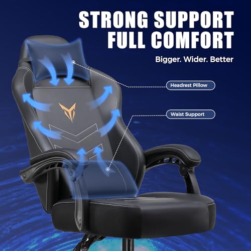 Gaming Chair with Massage and Footrest