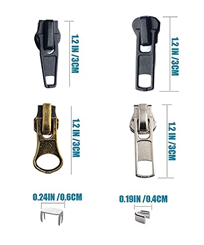 Zipper Repair Kit #5 Sliders With Pull 12 Pcs, Zipper Stops, Replacement Zipper Head Bottom Stop And Top Stop, Fix Zipper On For Repairing Coats,Jackets, Metal Plastic And Nylon Coil Zippers. #TOP6