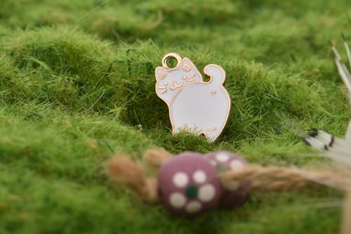 Image of VIDRIO Pack of 80 Naughty White Cats Enamel Charms Gold Plated Colored Pendants Accessories for Necklace Bracelet Jewelry Making DIY Crafting