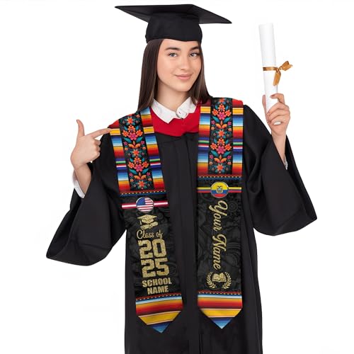 Mostefy Personalized Ecuadorian Graduation Stole 2025, Custom Graduation Stole Ecuador, Ecuador Graduation Sash for Students4