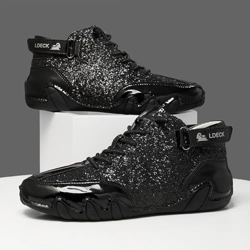 Men's Fashion High-Top Glitter Sparkly Shoes Round Toe Lace - up Comfortable Lightweight & Non-Slip Sneakers4