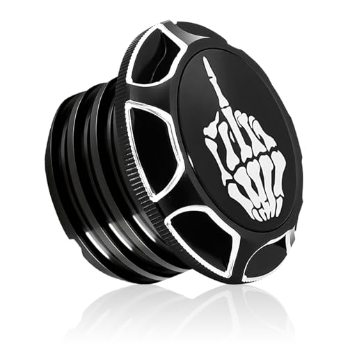 GUAIMI CNC Aluminum Fuel Gas Tank Oil Cap Compatible with Harley Sportster XL 1200 883 X48 Dyna - Middle Finger (Black)