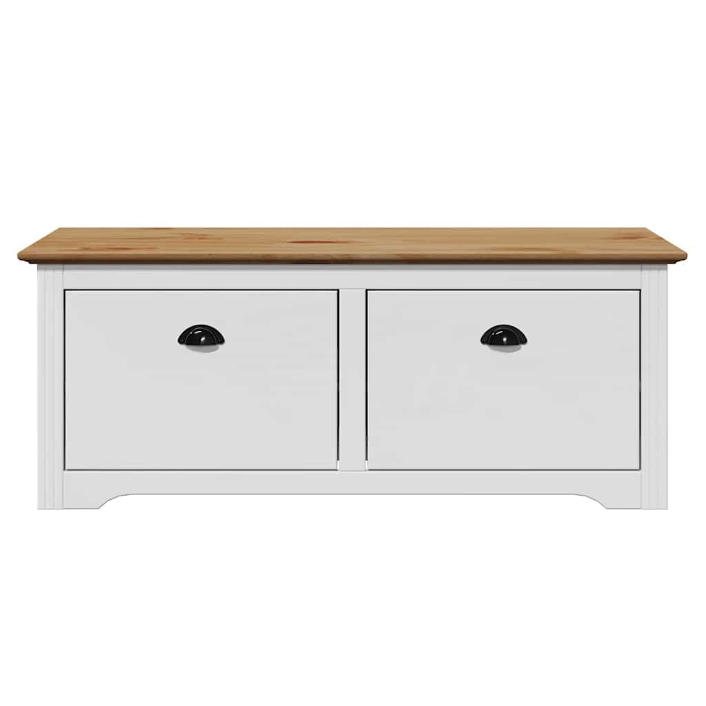 Banco de recibidor BODO Blanco y marrón 114x40x45 cm, Bancos Baul para Dormitorio, Banco Vestidor, Banquetas, Bancos para Cocina, Banco Auxiliar Cocina, Banco Vestuario - 4016870