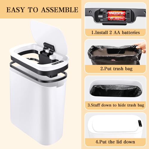 Caneca de basura blanca con sensor 2 unidades 5 y 2.6 gal miniatura 3
