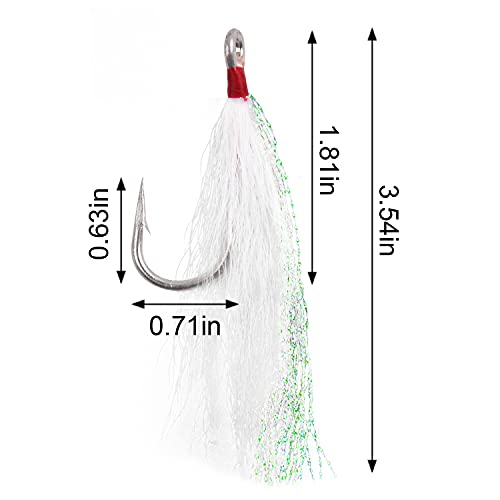 Bucktail Teasers Fishing Hook - 8Pcs Saltwater Fishing Jig Stainels Steel Hook With Crystal Flash Feather Fluke Fishing Lures For Fluke Catfish #TOP1