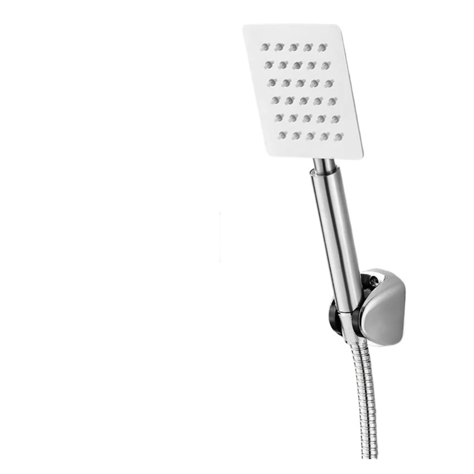 Handheld Stainless Steel Booster Shower Head Silicone Water Outlet Round Square Bathroom Shower Head Set(Square)