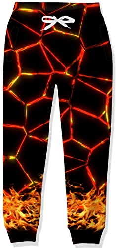 Unicomidea Boys Activewear Pants Fire Pattern Printed 3D Jogger Sweatpants Drawstring Athletic Sports Pants For Kids 8-9 Yrs #TOP5