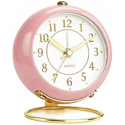 Azxb Analog Alarm Clock, Small Retro Desk Clock with Night Light, Backlight Cute Simple Design item