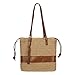Meyaus Women Large PU Leather Stripe Straw Woven Shoulder Bag Drawstring Tote Top-handle Bag