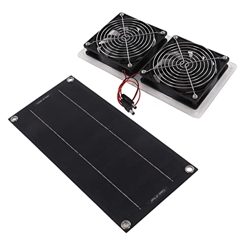 Set di ventole a pannello solare, per esterni, 100 W, 11,8 x 5,5 cm, resistente alle intemperie, doppio ventilatore, portatile per ambienti esterni (piastra singola)