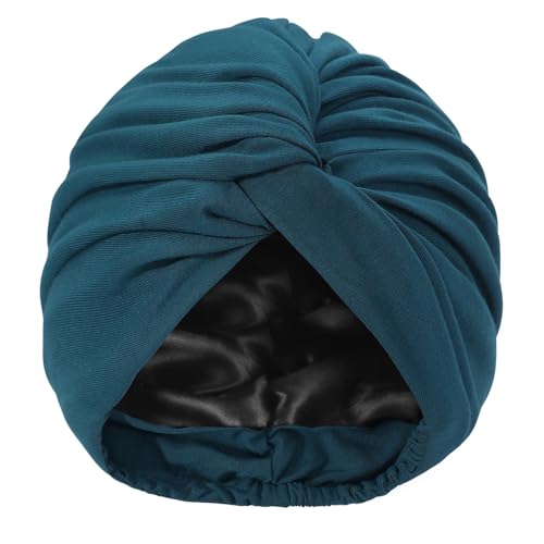Hat Hut Satin Turban for Women Silk Bonnet Satin Bonnet Sleep Cap for Curly Hair Sleeping Adjustable Head Wrap Twisted Turban (Dark Teal)