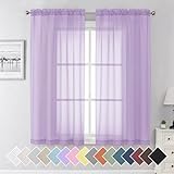 Aiyufeng Light Purple Sheer Curtain Panels Pair Sold 63 Inch Length, Light Filtering Window Curtain Drapes Treatment for Kitchen, Bedroom/Children Room, Voile Top Dual Rod Pocket, 2 Pack of 42 x 63'