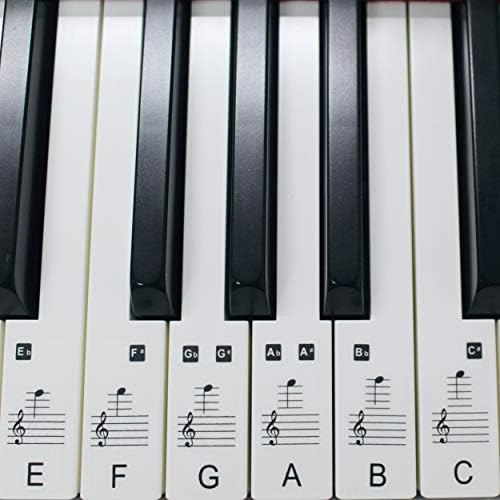Music Keyboard or Piano Stickers 88 KEY SET learn to play faster LAMINATED, ULTRA THIN clear plastic PS1C 88