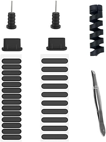 Mobile Phone Dustproof Kit Anti-dust Speaker Mesh Sticker USB Type C Port Cap Cover Headphone Dust Plugs Cable Protector Dustproof Accessories Set for Mobile Speaker Charging Port and Earphone Jack