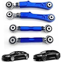 4 PCs Adjustable Aluminum Rear Camber Control + Toe Angle Straight Rods Arm Kit Compatible with Tesla Model S 2012-2016 Tesla Model X 2016- Adjustable Range -3- +3