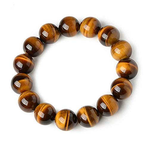 Bracelet œil de tigre jaune 14mm, bijou extensible pour le bien-être au quotidien