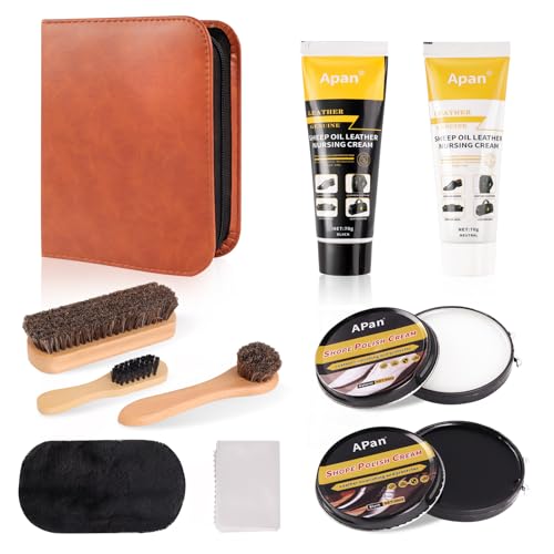 INQUIRLLY Kit Entretien Chaussure Cuir, Cirage Noir Incolore Comprend Trois Crin de Cheval Brosse Chaussure Kit Nettoyage Chaussure Kit de Polissage pour Cuir Convient à Tous les Types d'articles