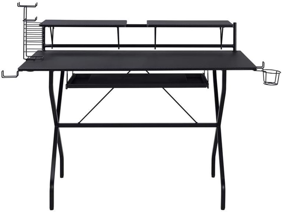 Acme Hartman Wooden Top 2-Shelf Computer Desk with Keyboard Tray in Black
