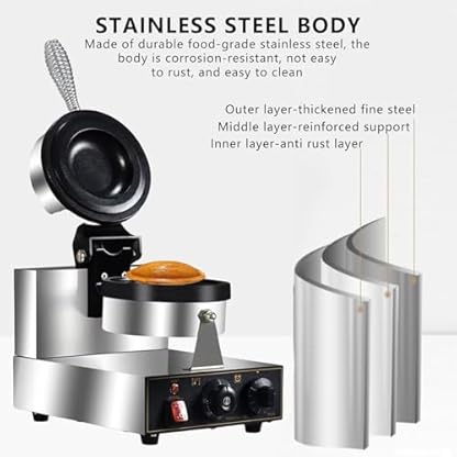 vnmudzeo 1300 W Elektrische UFO-Burger-Presse, 50-300 °C Temperatureinstellung, Kommerzielles Hamburger-Waffel-GeräT, Antihaftbeschichtet,220V – Bild 5