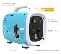 Güde Inverter Stromerzeuger ISG 800-1 (4-Takt Motor, Benzin, 0,9/1,2 (kW/PS), 1x 230V, 1x 12 V, 2x USB, max. 800 W, Laufzeit 6,3 h, Tank 2,1 l, Überlastungsschutz, Re-Start Knopf, Gewicht 10,1 kg) – Ansicht 5