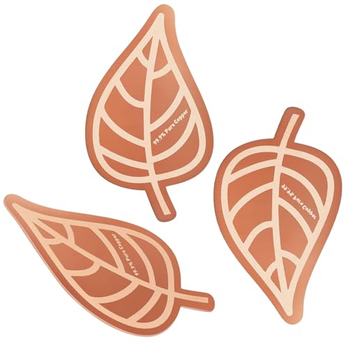 3Pcs Bird Bath Copper Purification Disk 99.99% Pure Copper Water Cleaning Discs 0.6mm Physical Clean Water for All-Season Universal Natural Fit for Outdoor Birdbaths, Bowls, Garden Fountain（Leaf）