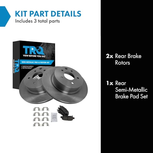 Image of TRQ Rear Brake Pad and Rotor Set Semi Metallic Vented Rotors