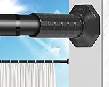 ZYKORT Tension Curtain Rod 51-168 In, Heavy Duty Shower Curtain Rods No Drilling, Extra Long Outdoor Curtain Rod for Patio, Adjustable Spring Tension Pole for Bathroom Window Closet, Never Rust, Black