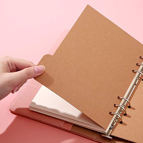 Spiral Leather Journal Writing Notebook, 6 Ring Binder Refillable Diary Notepads, Vintage Business Planner Personal Organizer, Agenda For Men Women（A5 Size) (Pink) #TOP3