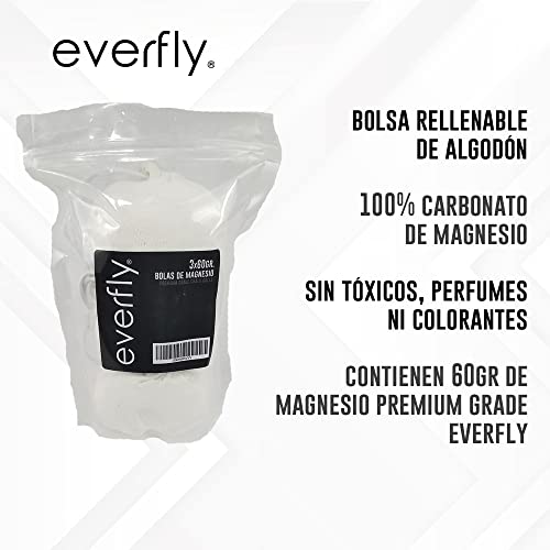 EVERFLY Chalkbag Crossfit - Magnesium Chalk Bouldern - 3 x 60 g - Chalk Bag Ball - Kreidebälle, Klettern, Gewichtheben, Tennis, Padel, Gym Pole Dance Grip - Boulder Magnesia Bag - Puder
