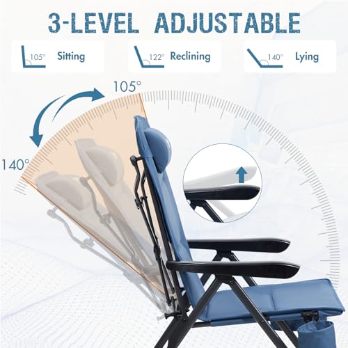 Chaise de camping robuste supportant 181,4 kg avec dossier réglable haut et ergonomique