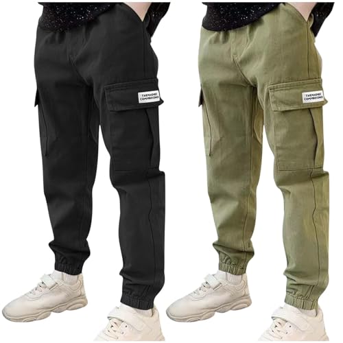 KODMNSW 2er Pack Hosen Jungen Cargohose Jogginghose Sporthose Robust...