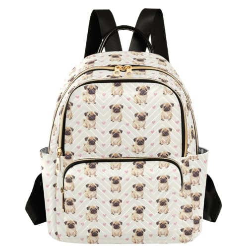 Mochila con múltiples bolsillos y estampado tierno de perros carlino S