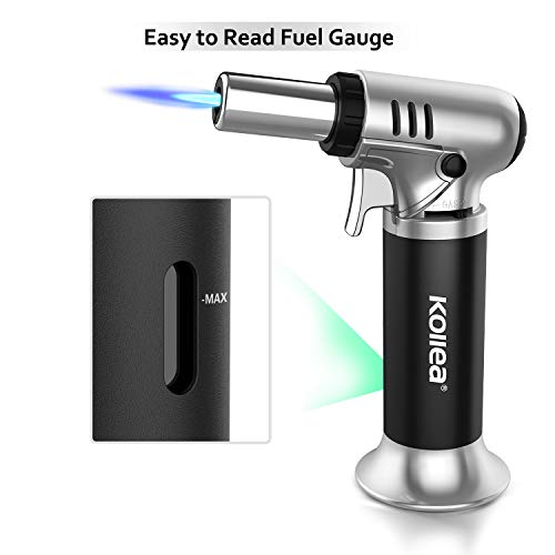 Butane Torch With Fuel Gauge & Continuous Flame Lock, Kollea Kitchen Blow Torch For Creme Brulee, Mini Torch Lighter Refillable Butane Torch For Cooking, Baking, Crafts (Butane Gas Not Included) #TOP1