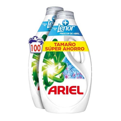 Ariel Detergente Lavadora Liquido 100 Lavados, Jabon Frescor de Abril, Limpieza Profunda Incluso en Ciclos Mas Frios