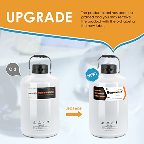 Bonvoisin 3L Liquid Nitrogen Container Cryogenic Container Liquid Nitrogen (Ln2) Dewar Aluminum Alloy Semen Tank With 6 Canisters Carry Bag (3L) #TOP1