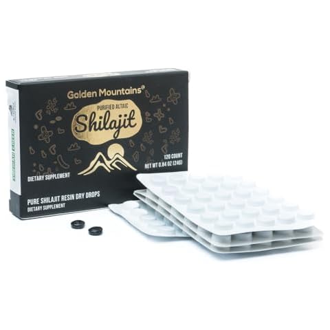 Siberian Green Premium Pure Shilajit Dry Drops Altai Golden Mountains - 120 Count (200 mg) Authentic Safety & Quality Certificate - US Lab Tested Fulvic Acid Cover