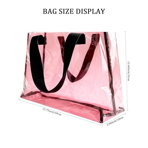 Image of Clear Large Tote Bag - Versatile, Waterproof, Stain Resistant, Transparent Shoulder Tote Bag for Work
