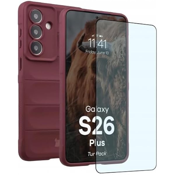Bizon Tur Pack Pancerne Etui + Szkło Hartowane do Samsung Galaxy S26 Plus, Pełna Ochrona, Antypoślizgowe, Odporne na Zarysowania i Wstrząsy