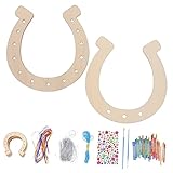 SEWOART 16個 セット 自分で風鈴を作る 吊り下げ馬蹄風鈴 馬蹄飾りの着色 壁掛け風鈴 馬蹄の吊り下げ飾り 壁の馬蹄ペンダント 工作用風鈴キット 馬蹄クラフト用品 馬蹄風鈴ペンダント 馬蹄