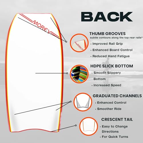 MOREY® Bodyboard Turbo 4 Classic. The Original Body Boards for Beach; 2 Stringers, PE Core, & HDPE for Slick Bottom (2025 Model) (41\") - Thumbnail 5
