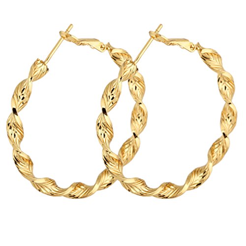 YAZILIND Circle Polished Shiny 18k Gold Plated Twisted Extra Large Omega Back Hoop Earrings
