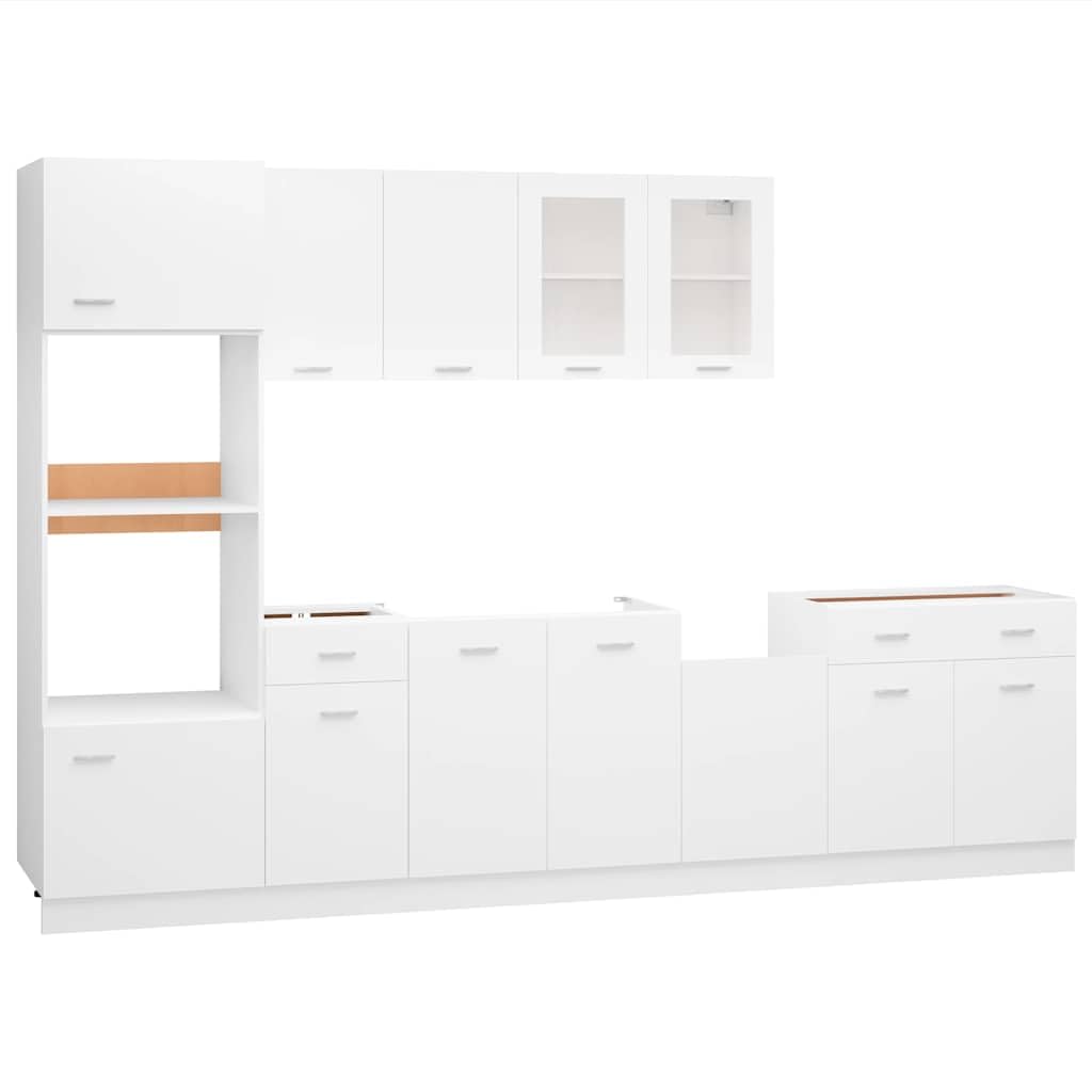 vidaXL Conjunto de armarios de Cocina de 7 Piezas Lyon de Madera de ingeniería Blanca