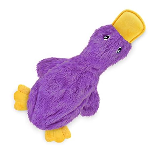 Best Pet Supplies Crinkle Dog Toy for Small, Medium, and Large Breeds, Cute No Stuffing Duck with Soft Squeaker, Fun for Indoor Puppies and Senior Pups, Plush No Mess Chew and Play - Light Purple