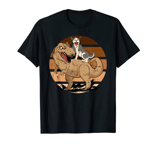 Husky siberiano Montar Dinosaurio T-Rex Negro Historia Mes BLM Camiseta