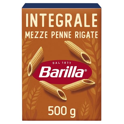 Barilla Pasta Mezze Penne Rigate Integrali, Pasta Corta di Semola Integrale di Grano Duro, Integrale, 500 g