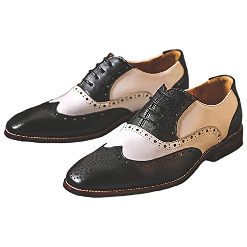 Men's Handsome Microfiber Leather Brogues Wedding Shoes Color Blocking Oxfords Formal Dress Shoes2