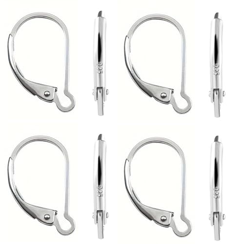 8 PCS Sterling Silver Earring Hooks Earring Hooks 925 Silver Earrings Hooks for Jewellery Making D-Shaped Making Supplies.